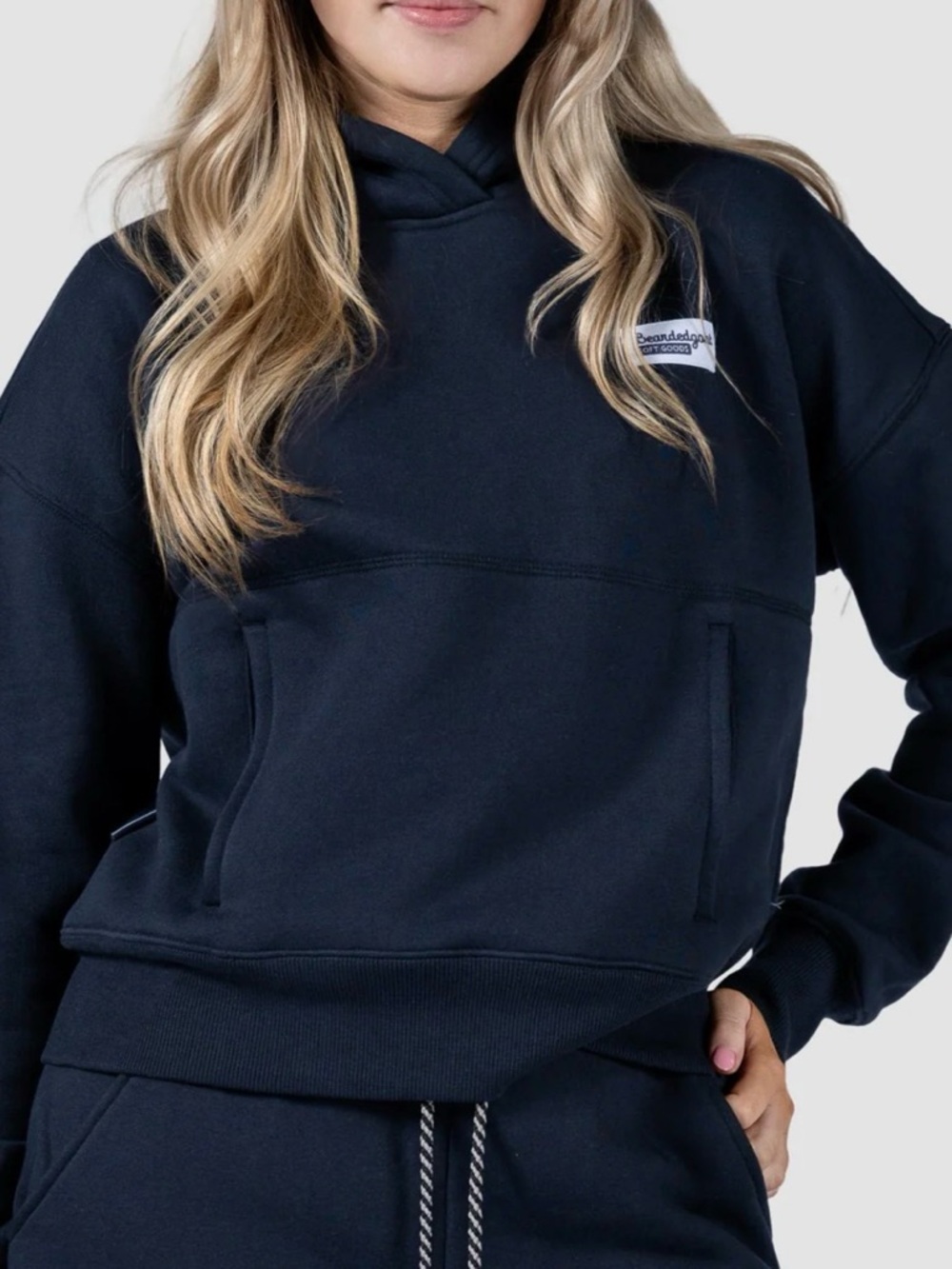 Bearded Goat Navy Women's Overnight Hooded Sweatshirt - L